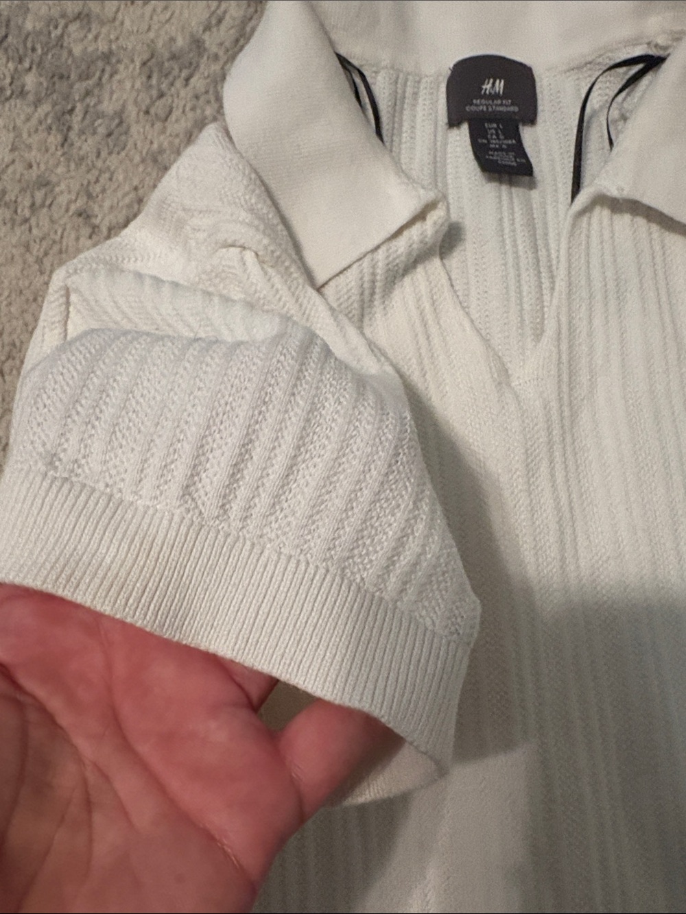 H&M White Short-Sleeve Polo Shirt - Picture 3 of 3